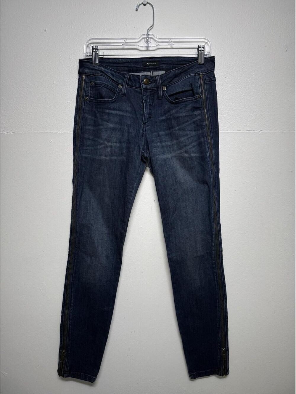 Bebe Icon Skinny Full Zip Jeans In Nightfall Colorway Made In USA Size 27